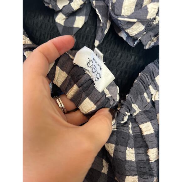 NEW SEA New York Pucker Gingham Cover Up Tie Ruffles Strapless Mini Dress S: XzS - Picture 6 of 8
